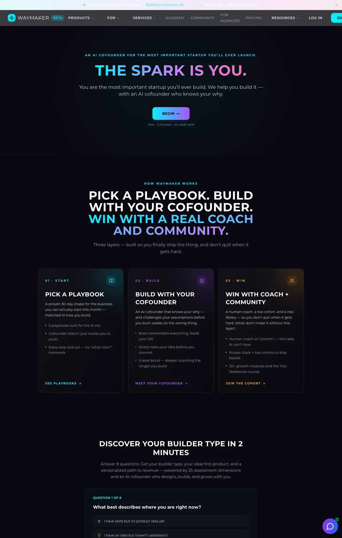 Waymaker homepage screenshot from the source portfolio