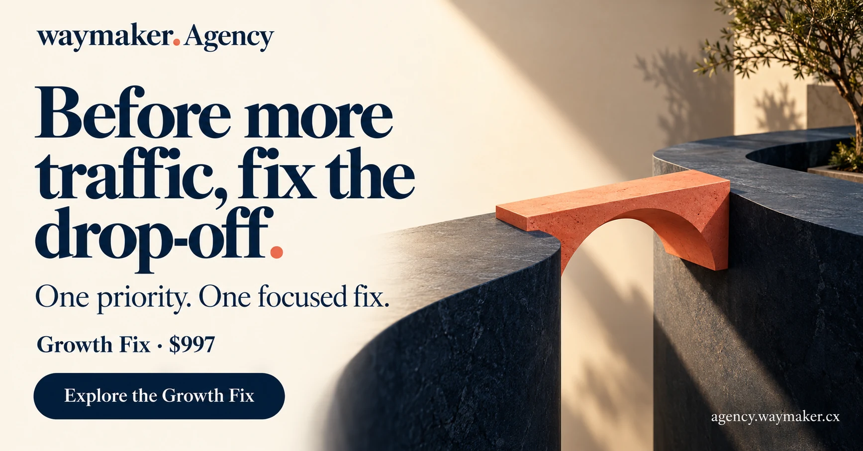 Waymaker Agency LinkedIn: Before more traffic, fix the drop-off.