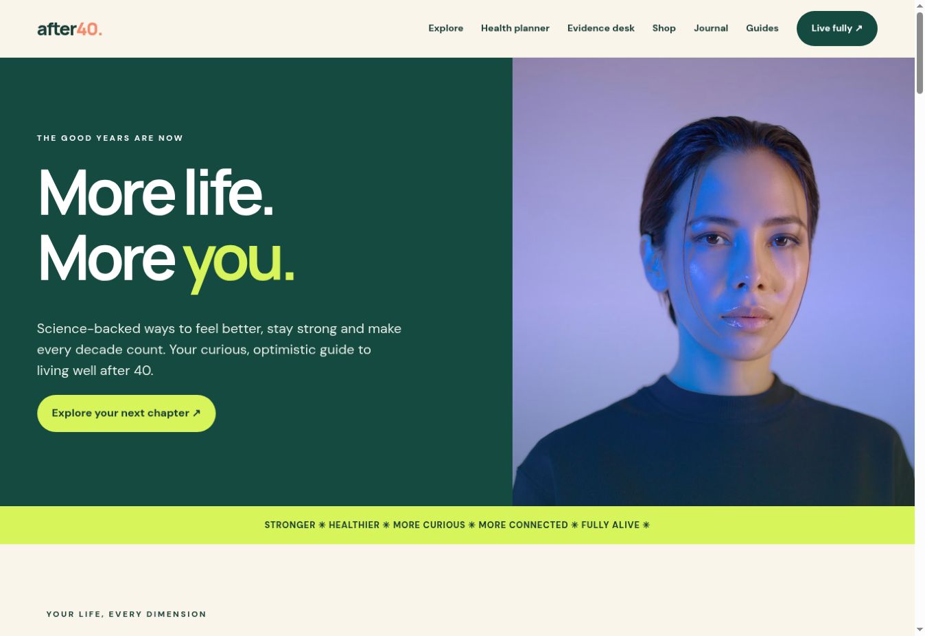 After 40 homepage screenshot