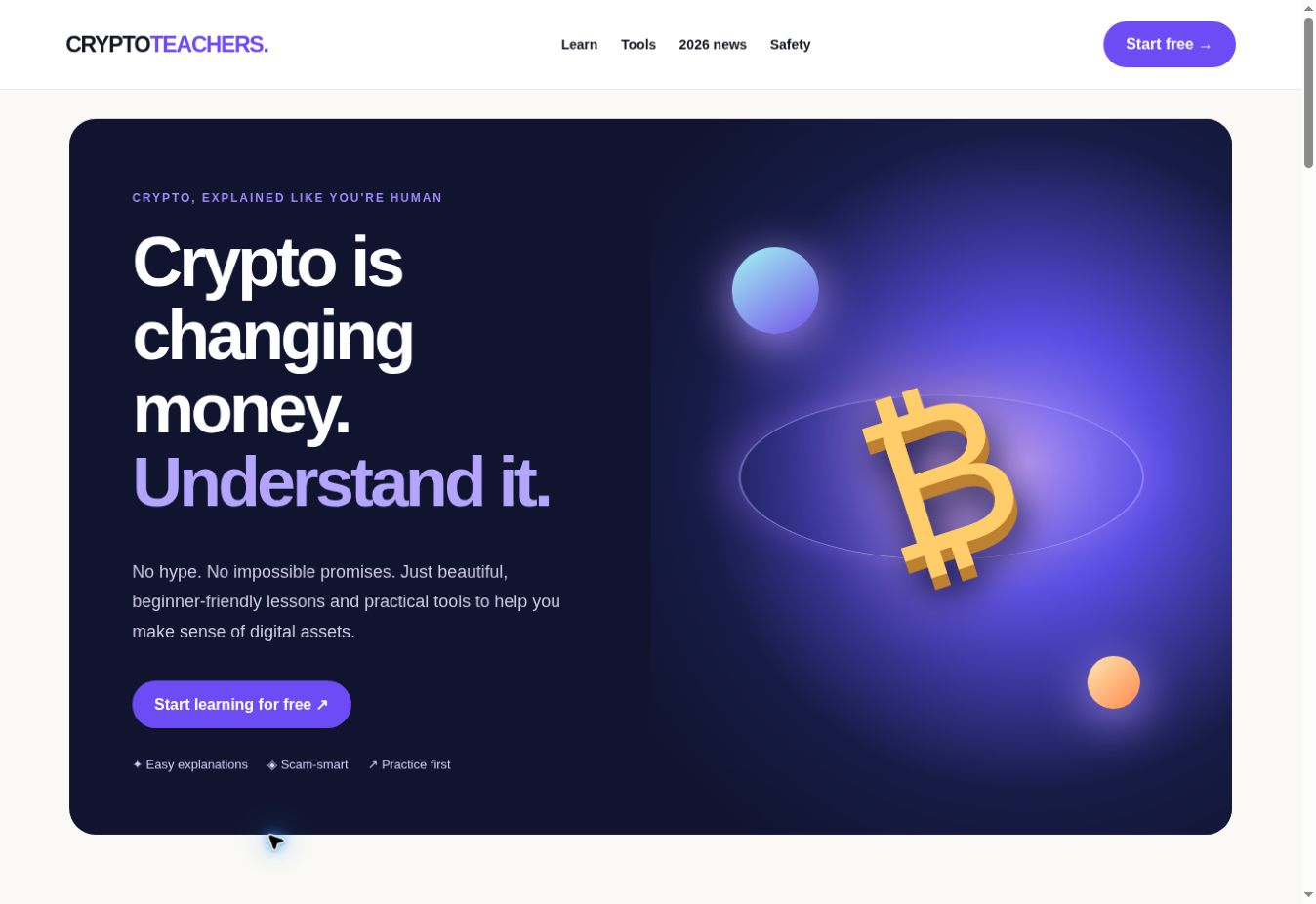 Crypto Teachers homepage screenshot