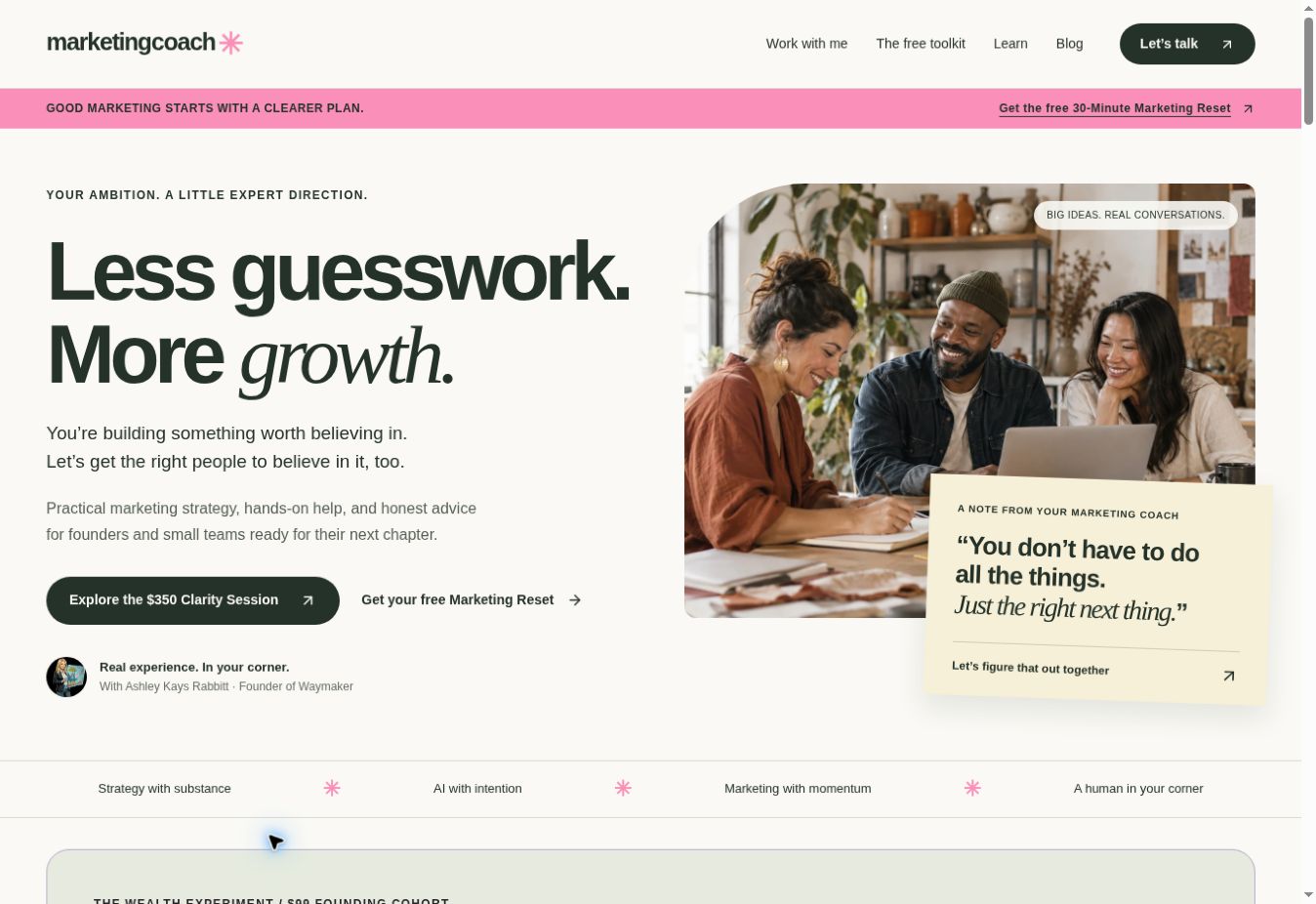 MarketingCoach homepage screenshot