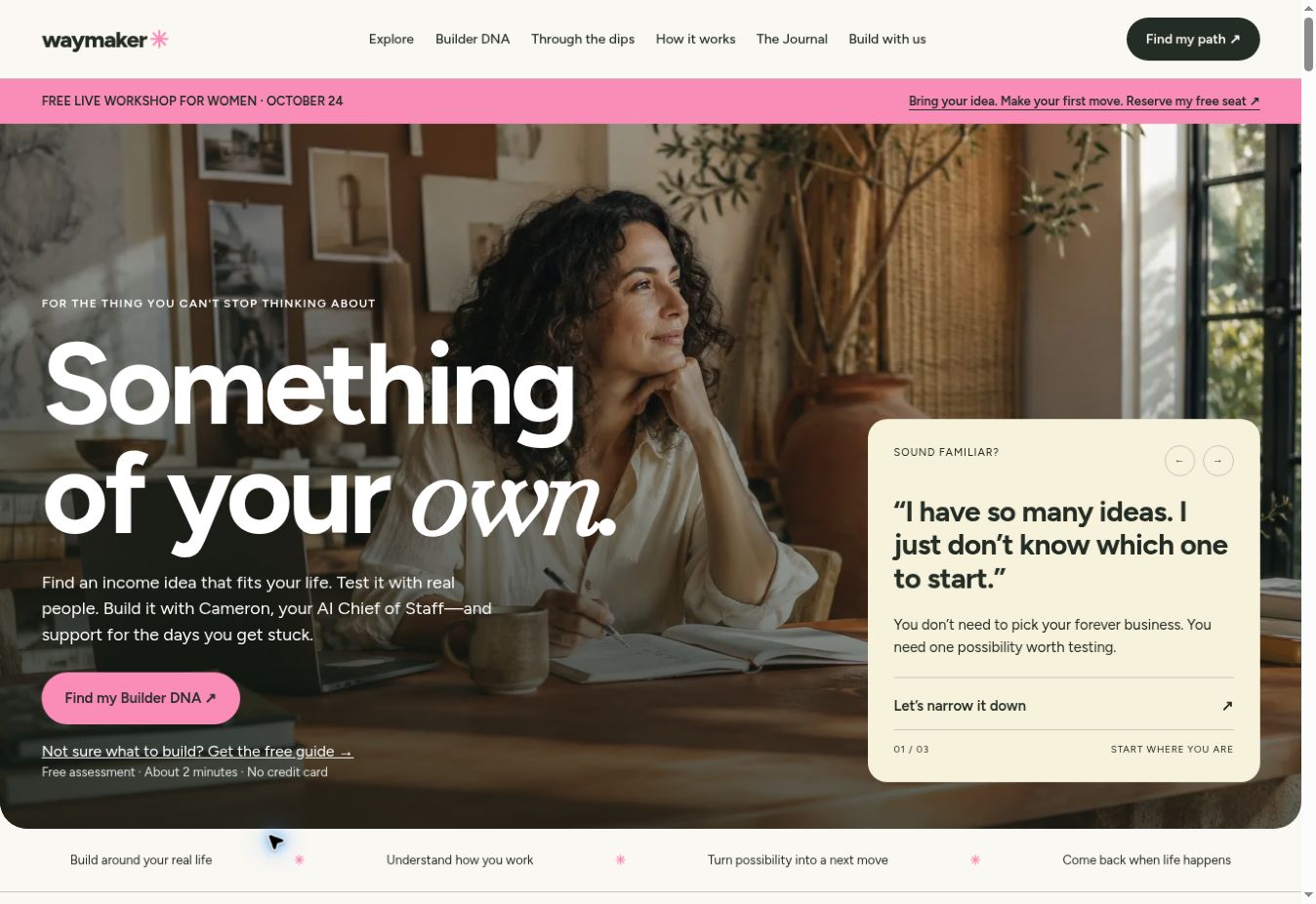 Waymaker homepage screenshot
