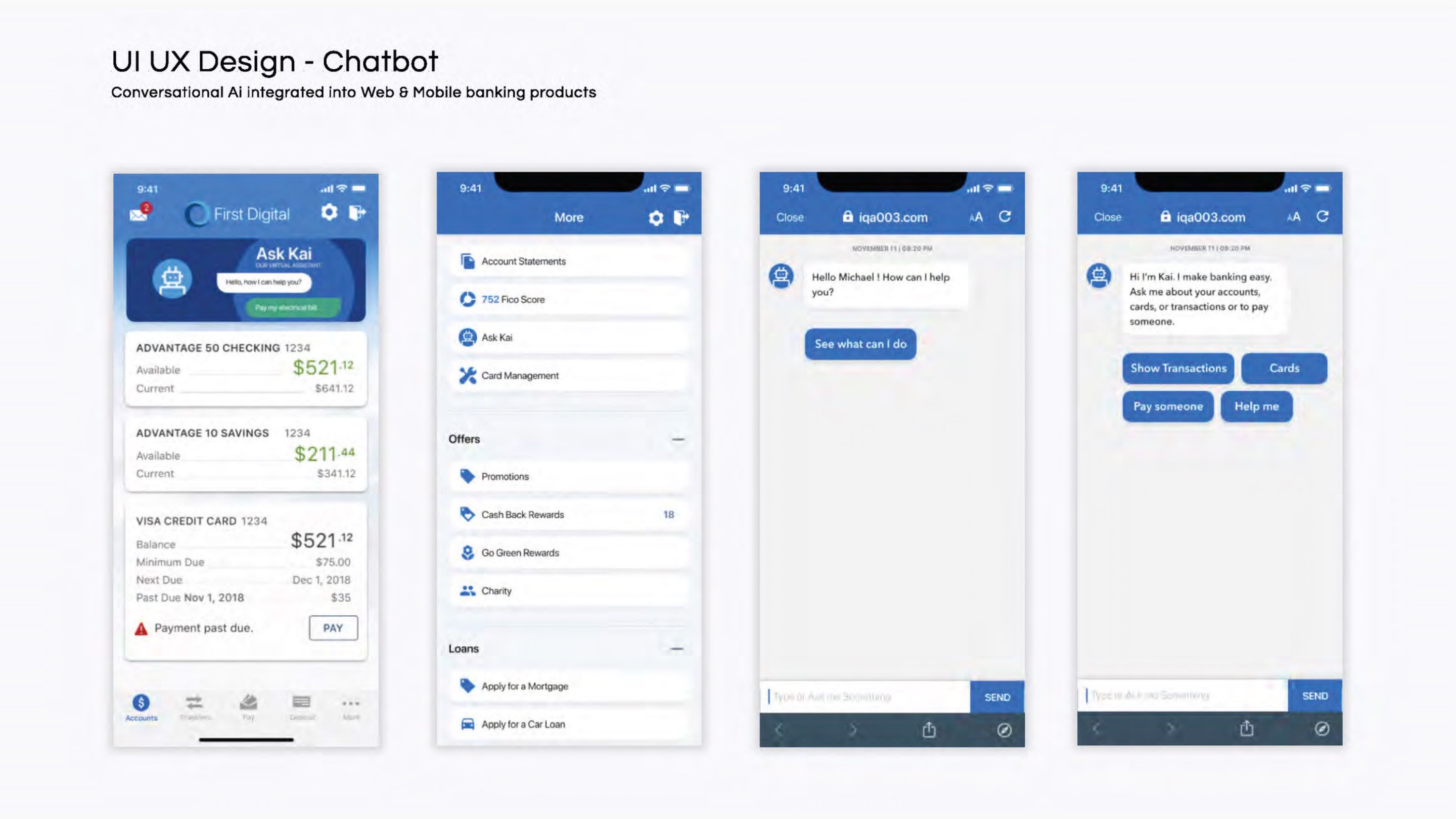 02 — Intent-driven transaction shortcuts (Show Transactions, Cards, Pay someone, Help).