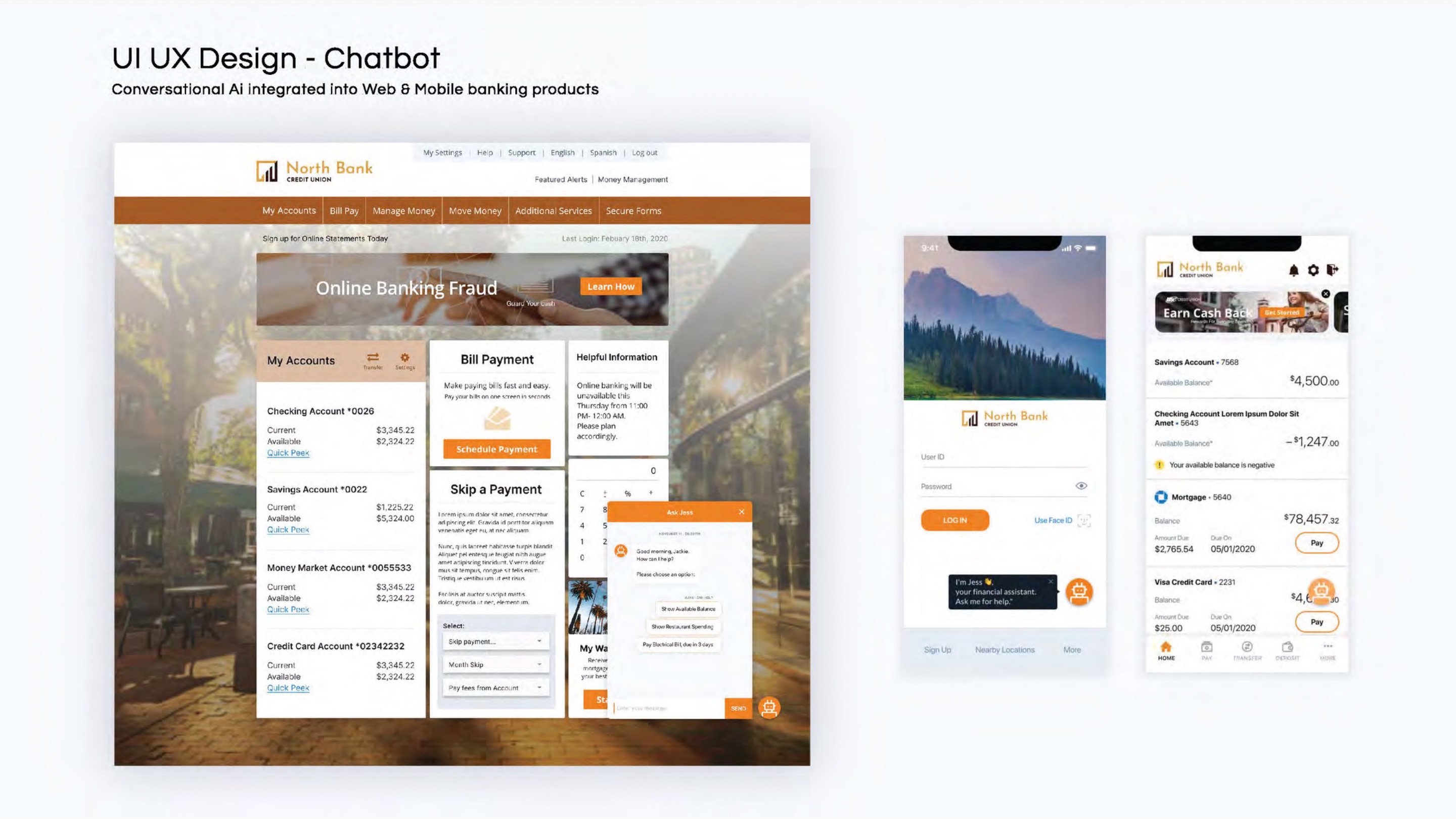 03 — Multi-brand conversational UI running on the shared NCR Design System.